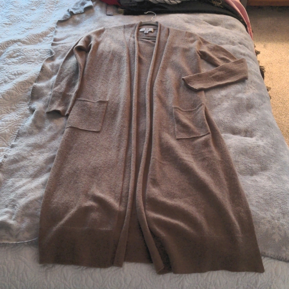 Magaschoni 100% Cashmere grey long sleeve cardigan duster